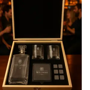 Riveting Personalize Engraved Whiskey Decanter Set