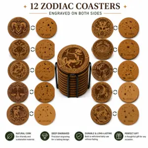 Zodiac Cork Coasters Set of 12
