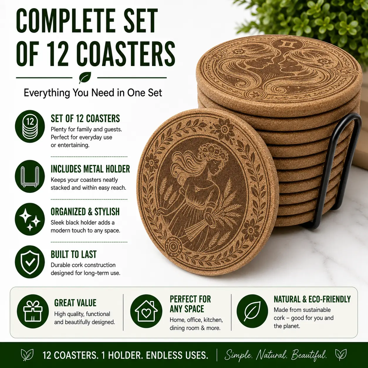 Coasters Set of 12 – Engraved (Zodiac Sign + Constellation) with Holder - Image 6