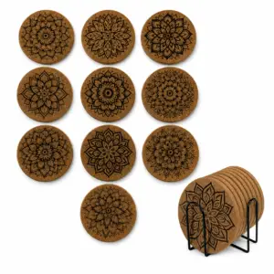 Mandala Coasters Set of 10 W/Holder